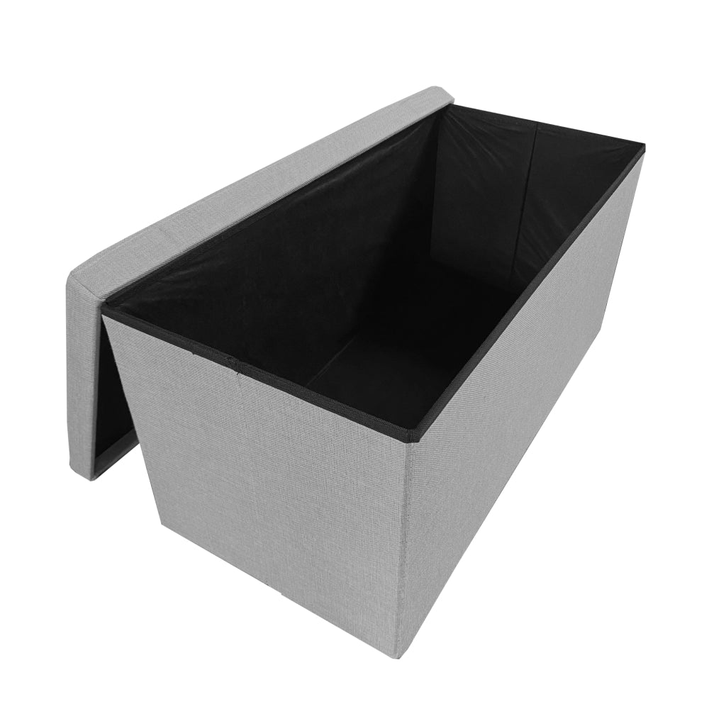 Puff Ottomano Portaoggetti Rettangolare in Tessuto Pieghevole 76x38x38cm | Nyana Casa | Stile ottomano | Tessuto Resistente | Nero, grigio e beige