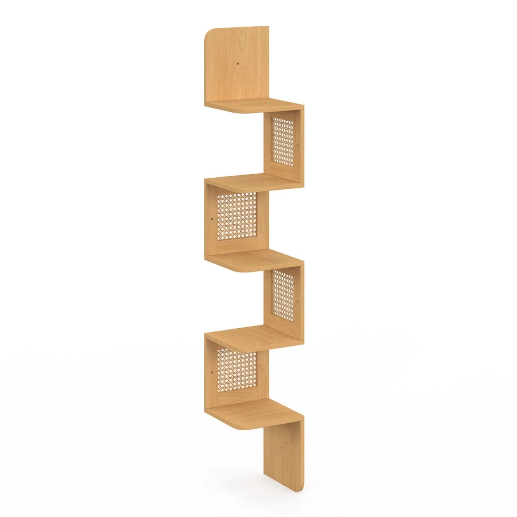 IDMarket - EDHEN Scaffale angolare a parete a 5 livelli in finitura faggio