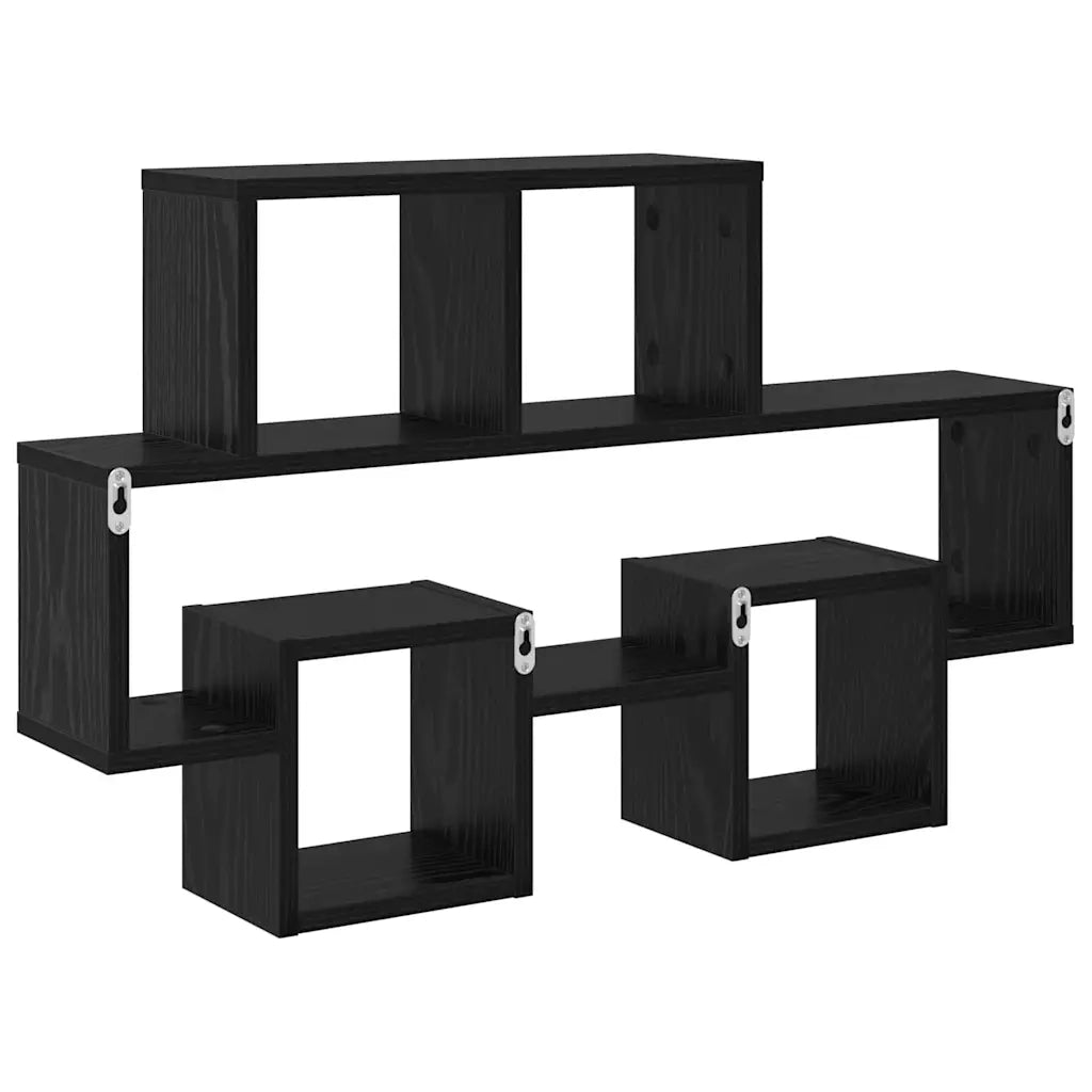 Scaffale da parete con lo scaffale Rovere nero 82 x 15 x 51 cm 875184