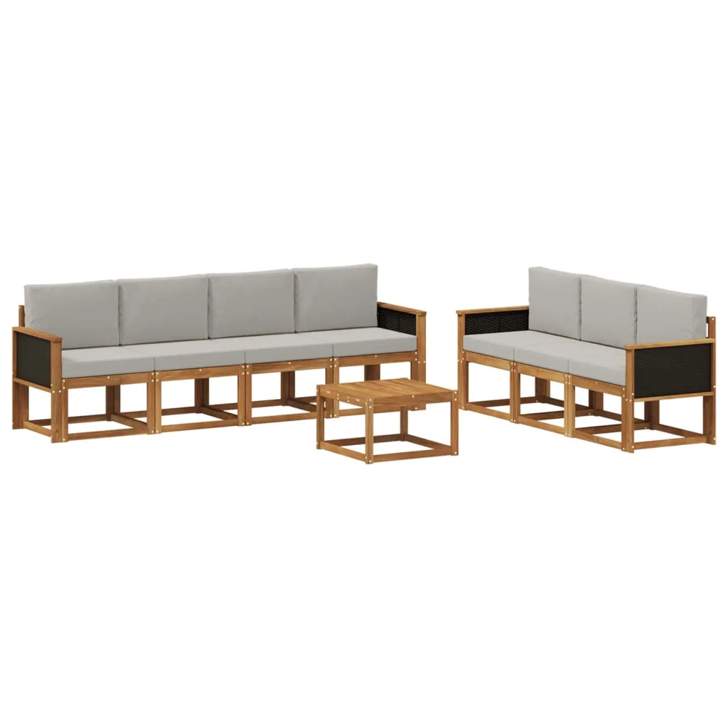 Set di divani da esterno 7 pcs Naturale e Grigio Chiaro 3385042