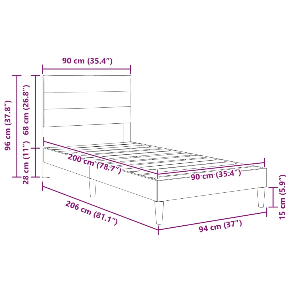 Struttura del letto con testiera Tortora 90 x 200 cm Tessuto 42027562