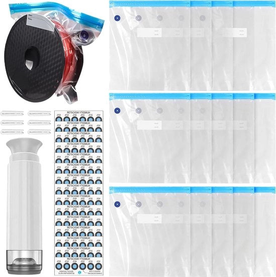 Filamento per stampa 3D contenitore impermeabile - sacchi a vuoto per filamento 3D - pompa a vuoto - 6 clip di chiusura - sacchi a vuoto riciclabili - 15 pezzi, impermeabili.