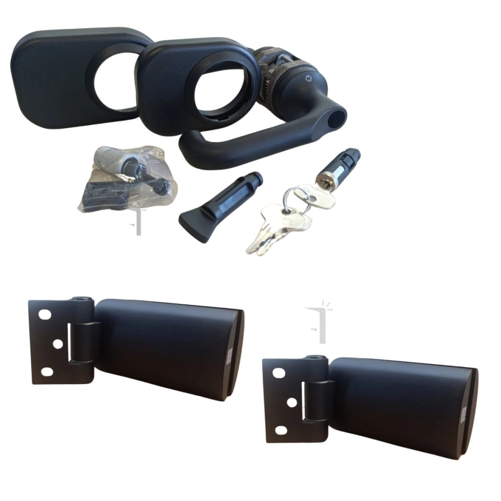 Kit per porta in vetro maniglia e cerniere nero opaco