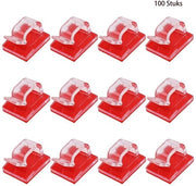 Clips autoadesive per cavo - 100 pezzi - migliorato supporto per cavi sulla parete per il controllo dei cavi - illuminazione di Natale all'interno e all'esterno - confezione, clip leggere, organizzatore cavi - grande e luminoso