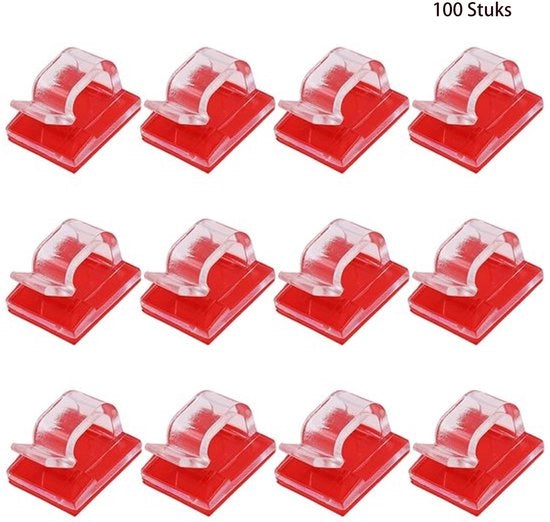 Clips autoadesive per cavo - 100 pezzi - migliorato supporto per cavi sulla parete per il controllo dei cavi - illuminazione di Natale all'interno e all'esterno - confezione, clip leggere, organizzatore cavi - grande e luminoso