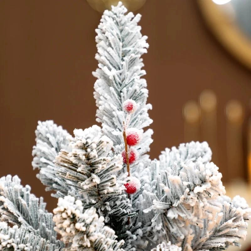 ALBERO DI NATALE PICCOLO ALTO 60 CM CON 72 RAMI INNEVATI, PIGNE E BACCHE ROSSE, VERDE