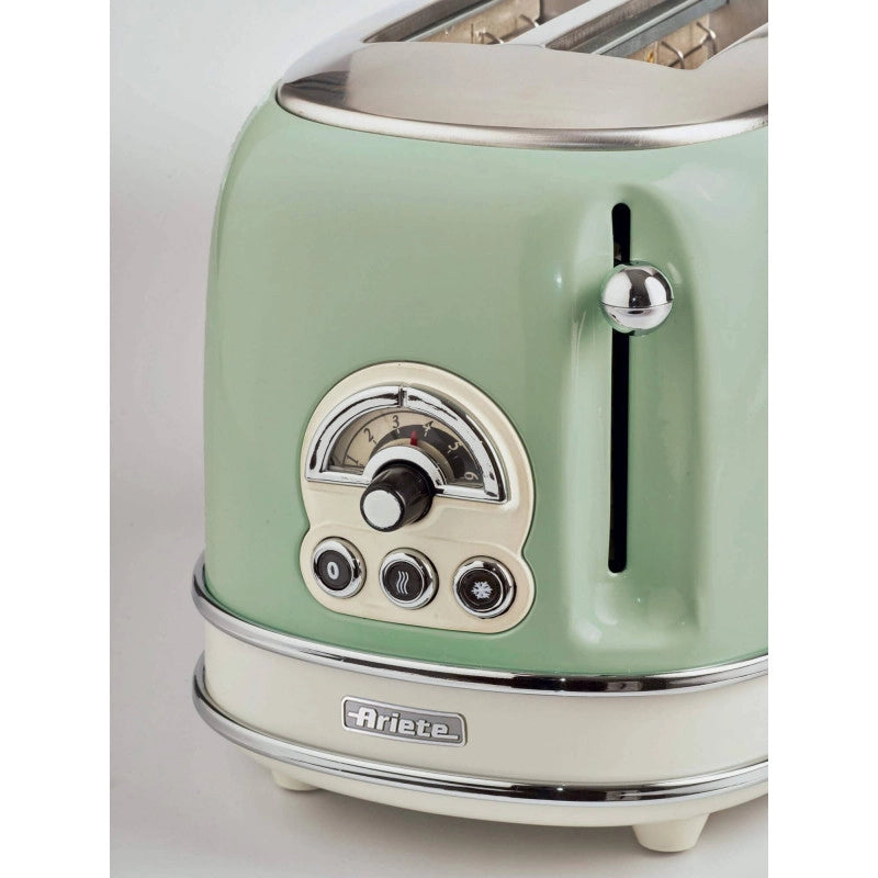Tostapane Vintage 2 Fette con pinze - 6 Livelli di Tostatura - 810W - Verde