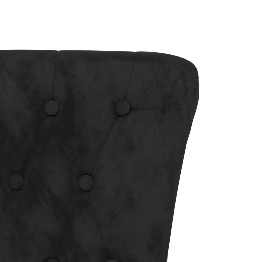 Poltrona | Sedia con Schienale Alto Design con Bottoni in Velluto Nero