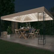 Gazebo con Stringa di Luci LED 3x4 m in Tessuto Crema cod mxl 66257