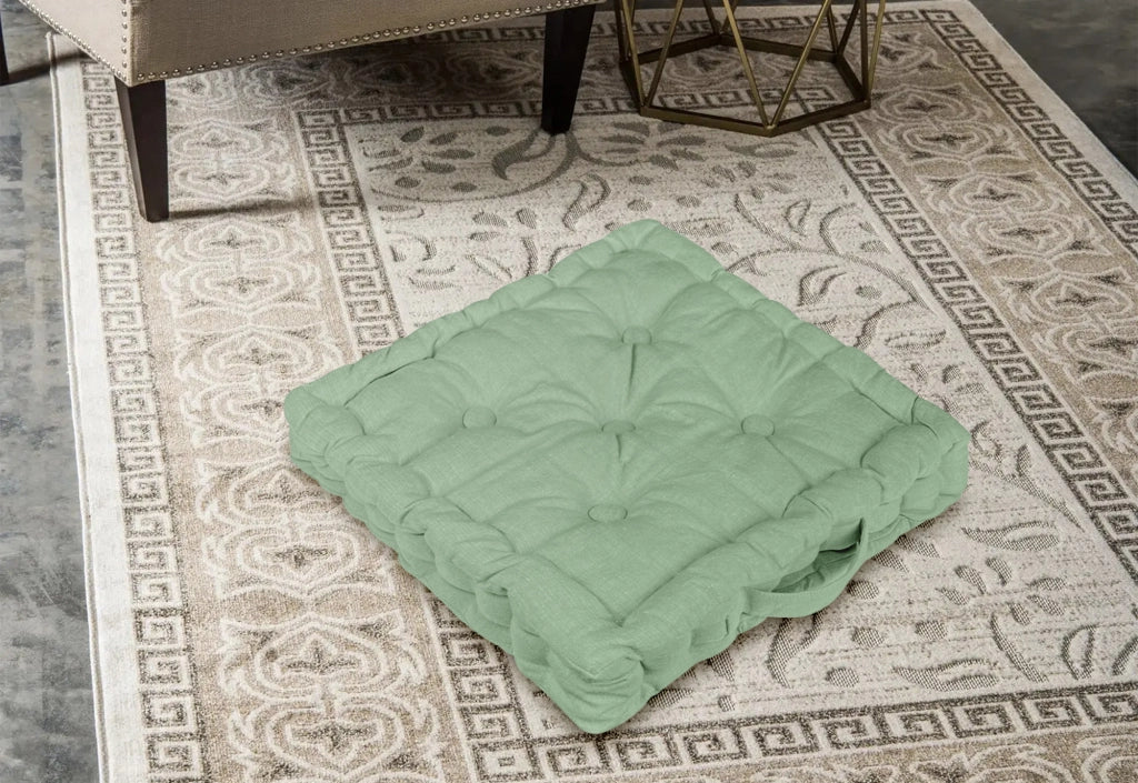 6 Pezzi Cuscini Sedia Quadrati Alti Mattonella Trapuntati 40x40 Cm Altezza 6 Cm Cuscino Spesso Cucina Interno Esterno Coprisedia Cuscino Da Pavimento Con Maniglia  Salvia