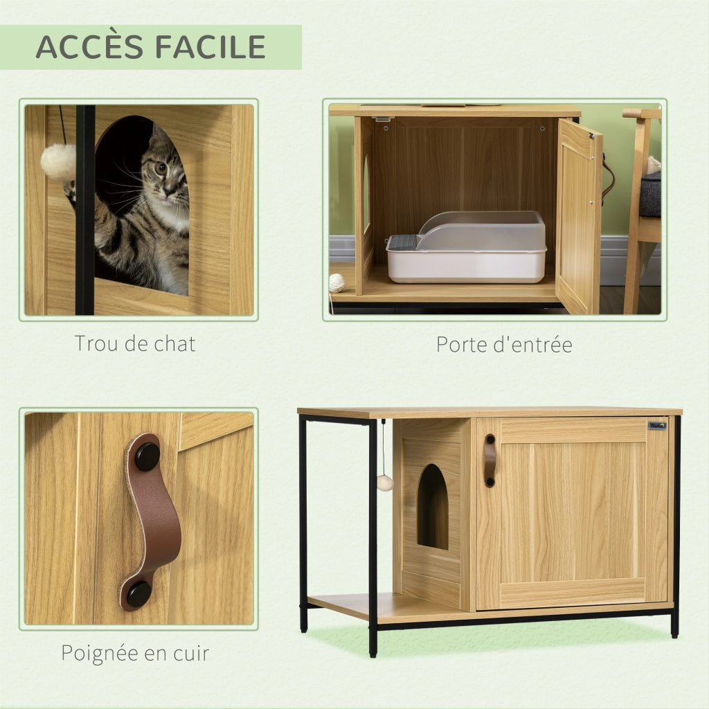 Porta per gatti con sfera sospesa ¨C zephmum ¨C stile industriale, colore legno chiaro
