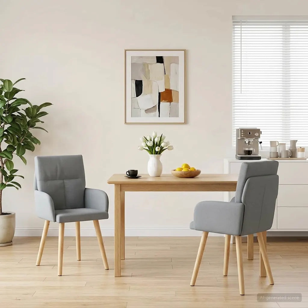 Sedie da pranzo 2 pz Tessuto Grigio Chiaro 60 x 56 x 96 cm 42034358