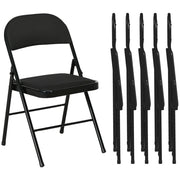 Set 6 Sedie Pieghevoli con Seduta Imbottita e Struttura in Acciaio Nero
