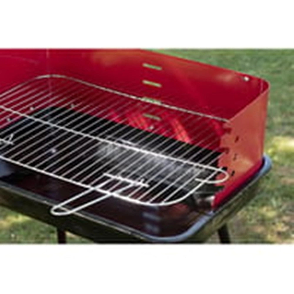 Trade Shop - Barbecue A Carbonella Con Griglia Regolabile In Acciaio Paravento Ripiano H82x58x38cm -