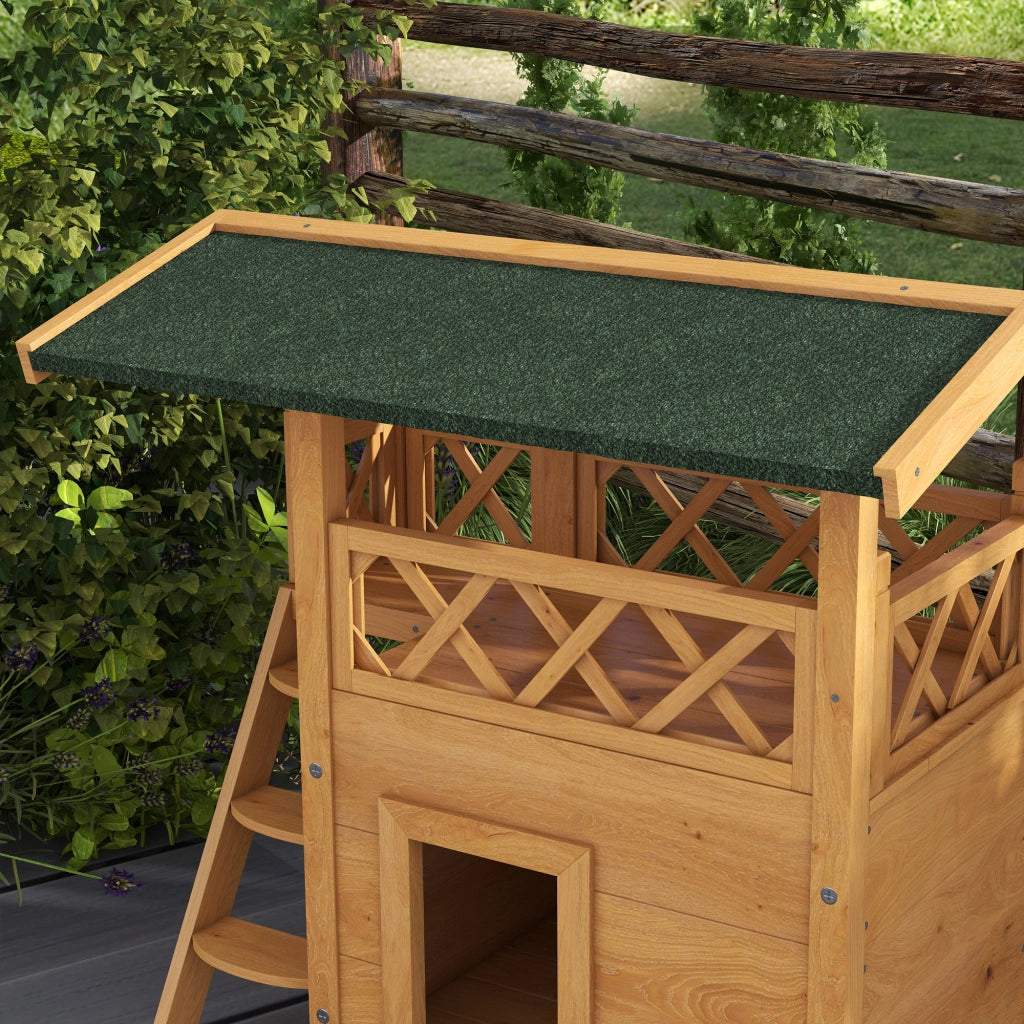 Casetta per Gatti con Scala a 2 Livelli ¨C Zephmum ¨C Naturale e Verde