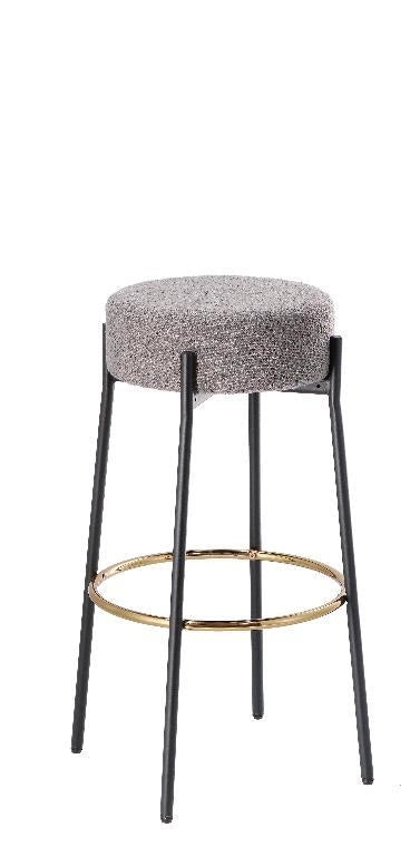 Sgabello da Bar Cucina in Tessuto e Struttura in Ferro Boucle Grigio 77,5 cm