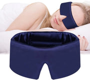 Slaapmasker in Seta per il Sonno, Oogmasker con Faccia in Seta, Oogmasker Respirabile per la Pelle, Slaapmaskers con Chiusura con Fili di Acciaio Riscaldabile per il Sonno Notturno, Viaggi e Relax (Blu)