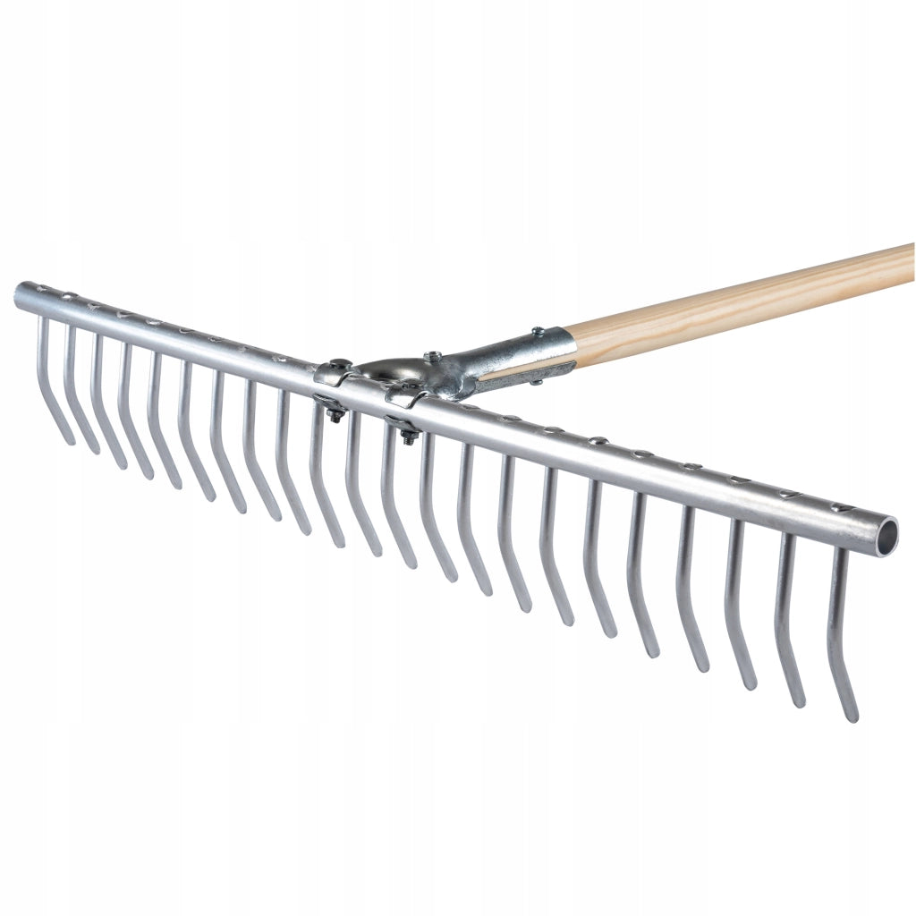 Rastrello in alluminio KADAX per fieno, erba, foglie, giardino, leggero, manico a 22 denti