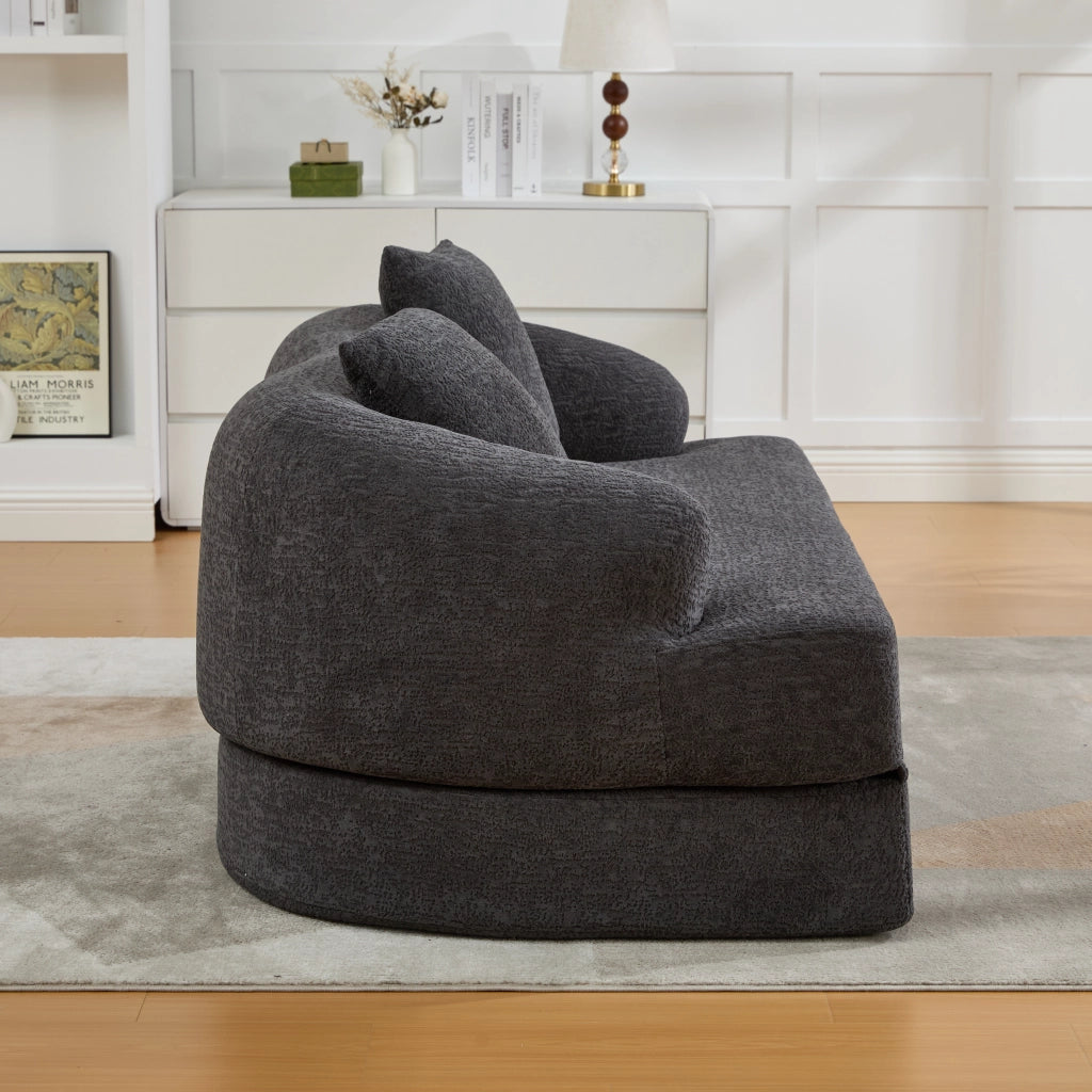 DIVANO LETTO 2 POSTI Pieghevole 157x84x65 cm Chenille Grigio Scuro