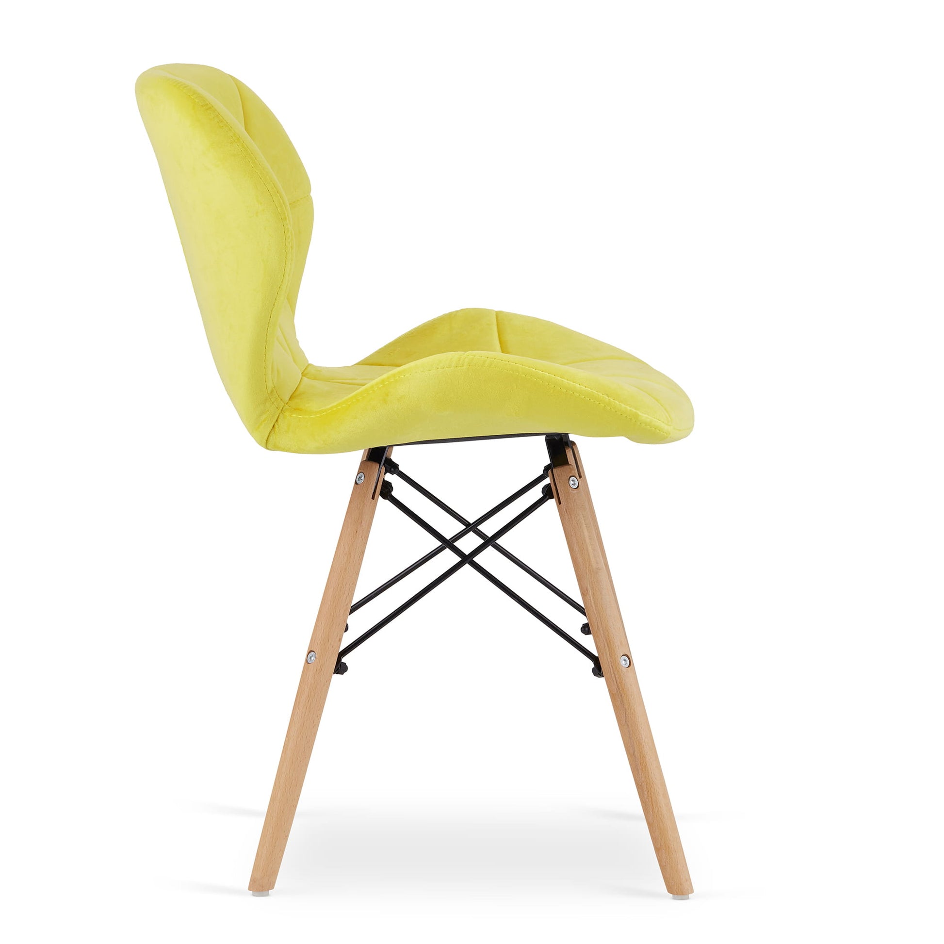 Valora WAKO Sedia in velluto dal design moderno, gialla, per soggiorno x2
