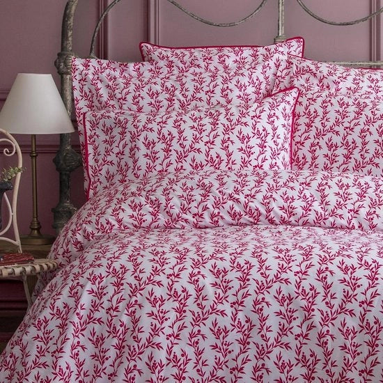 Set di lenzuola reversibili 220 x 240 cm a quadri magenta rosa bianco a maglia fiori - copriletto con cuscini 240 x 220 cm + 2 (65 x 65) copriletto 240 x 220 in cotone