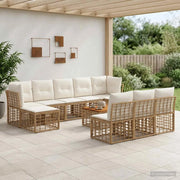 Set di divani da esterno 11 pcs Naturale e Bianco Crema 3437564