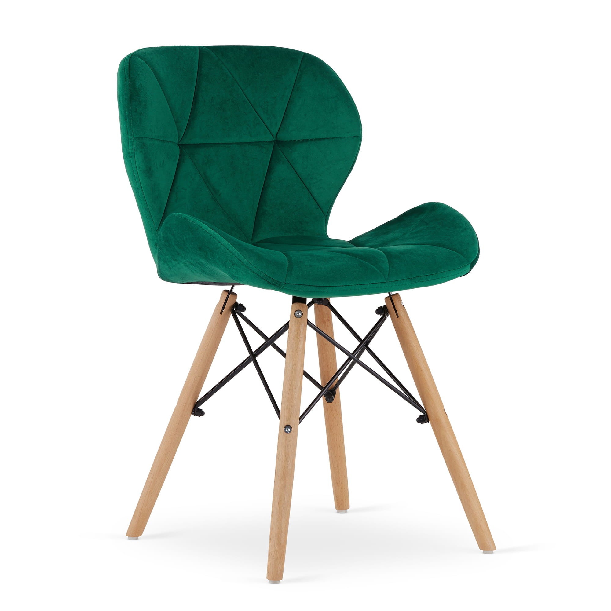 Valora WAKO Sedia in velluto verde dal design moderno per soggiorno x2