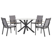 Set da pranzo da giardino con tavolo in alluminio nero con piano in vetro con 4 sedie giardino terrazzo elegante