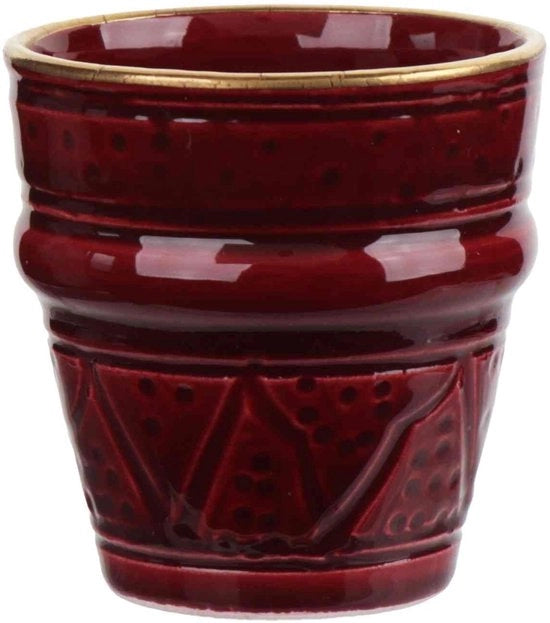 Caffettiera a Stampa 100 ml - Ceramica - Rosso Scuro con Bordo Oro - Relief - Adatta per Espresso/Moka - Decorativa - Caffettiera a Stampa 

Modello: Espressokop
Capacità: 100 ml
Materiali: Ceramica