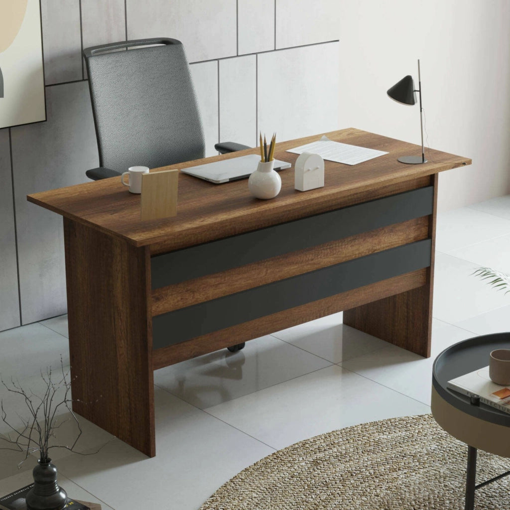 Antilia, Scrivania Colore Piano Marrone, 60x140x73.8h cm Marrone Noce