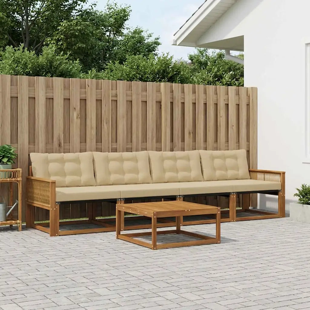 Set di divani da esterno con cuscino 5 pcs Naturale e Beige 3381237
