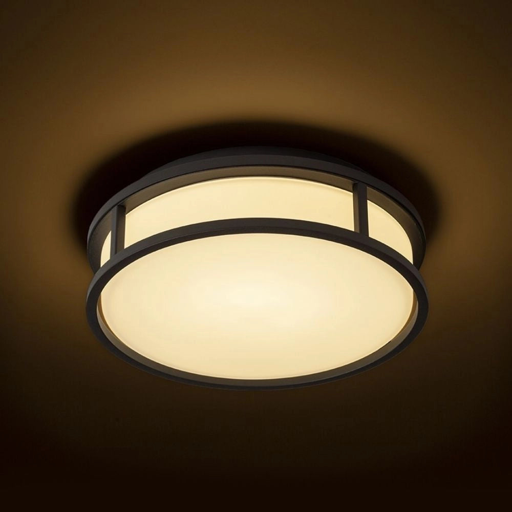 Plafoniera GRANDE LED 25 da soffitto  vetro opalino/nero 230V LED 12W IP44  3000K