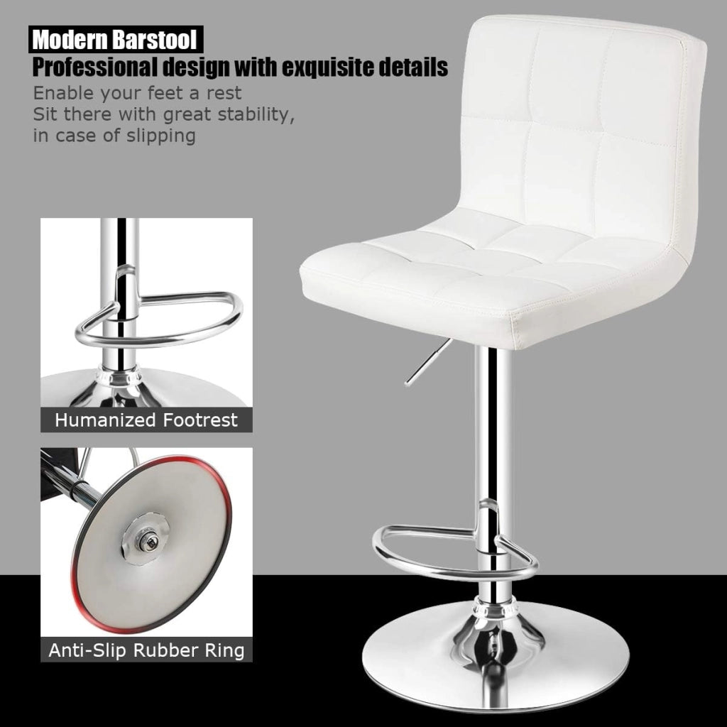 Set di 2 Sgabelli da Bar Regolabili in Altezza 65 – 85 cm, Girevole a 360° con Schienale e Poggiapiedi, Sgabello da Bistrò, Portata Fino a 150 kg