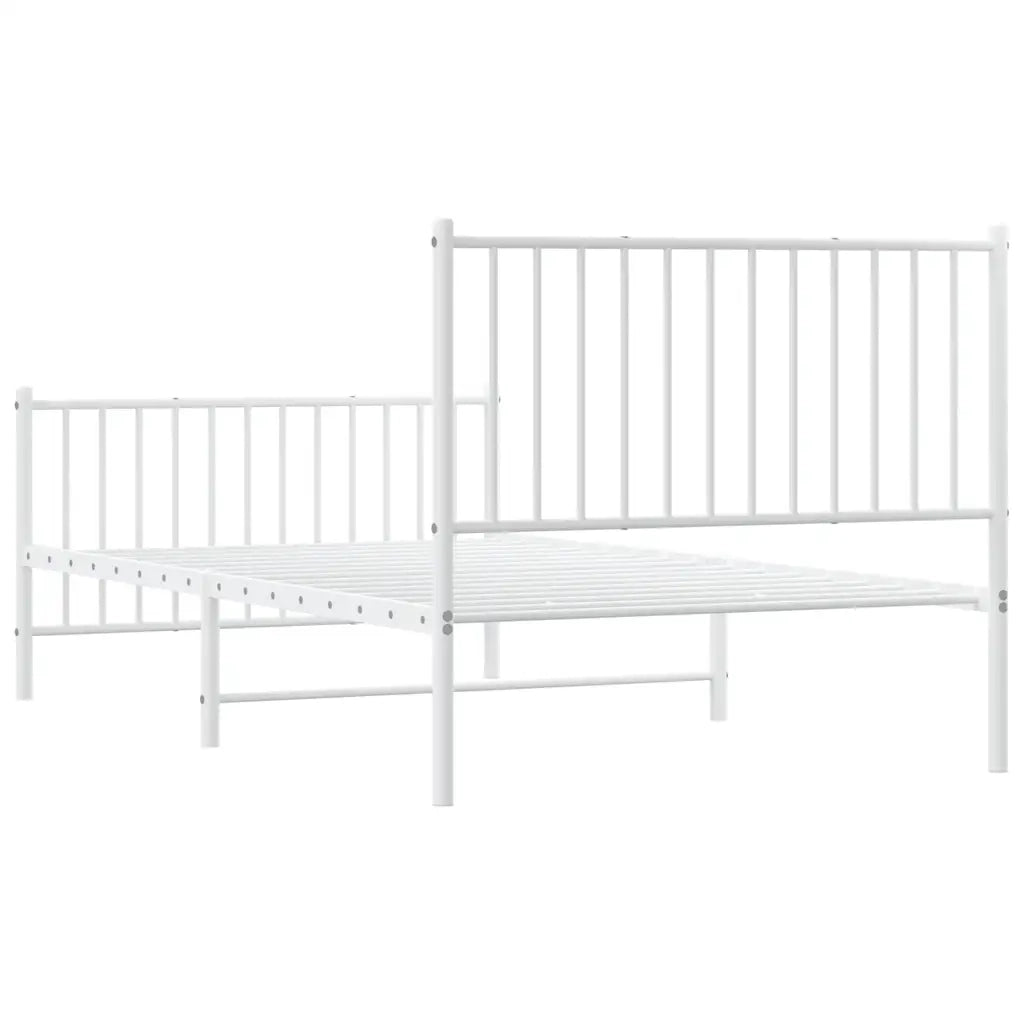 Giroletto con Testiera e Pediera Metallo Bianco 100x190 cm 350943