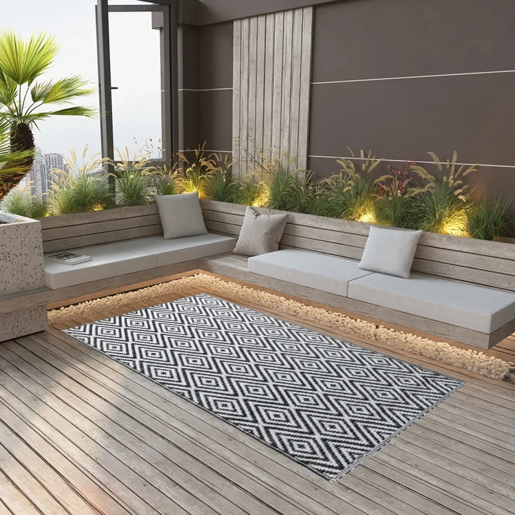 Tappeto da Esterni ARAKIL Bianco e Nero 80x150 cm in PP CFW1809151