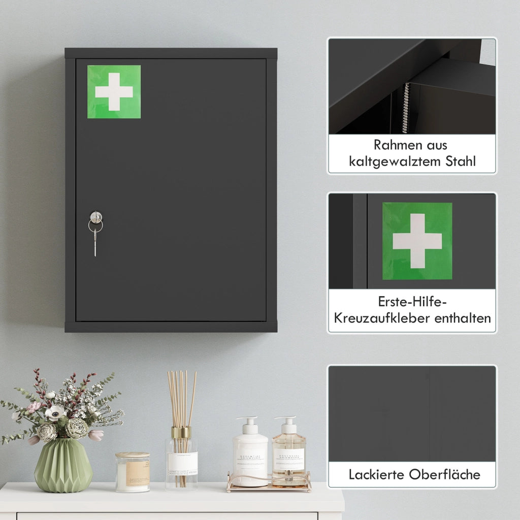 Armadietto a muro con serratura ¨C zephmum ¨C 40x15x53.5 cm, nero