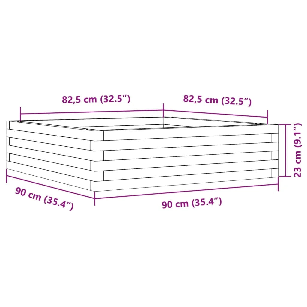Fioriera rialzata per piante fiori terrazza giardino 90 x 90 x 23 cm legno di pino massiccio bianco 02_0038045