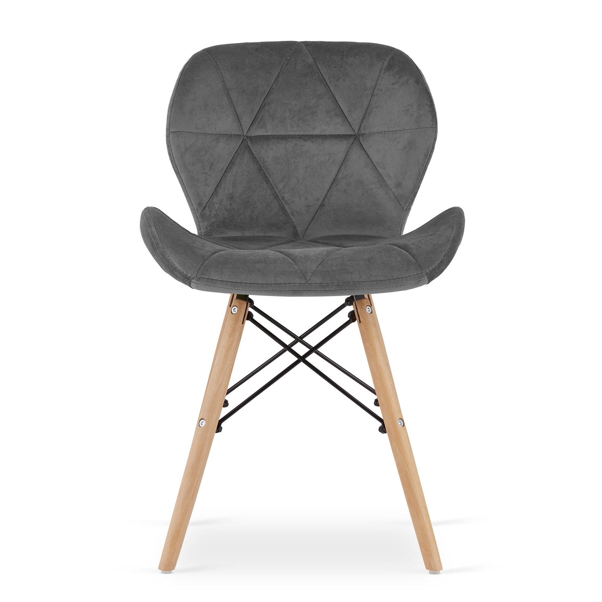 Valora WAKO Sedia in velluto grigio design moderno per soggiorno x2
