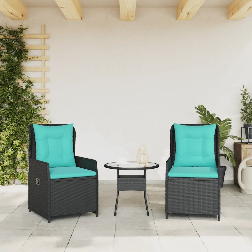Sedie da giardino reclinabili 2 pz in Polyrattan Nero 368660