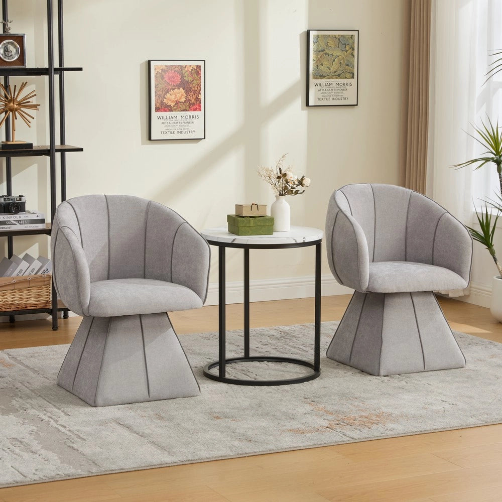 Poltrona Girevole in Tessuto Chenille ¨C MINIMAL ¨C Grigio, Schienale Alto, Relax