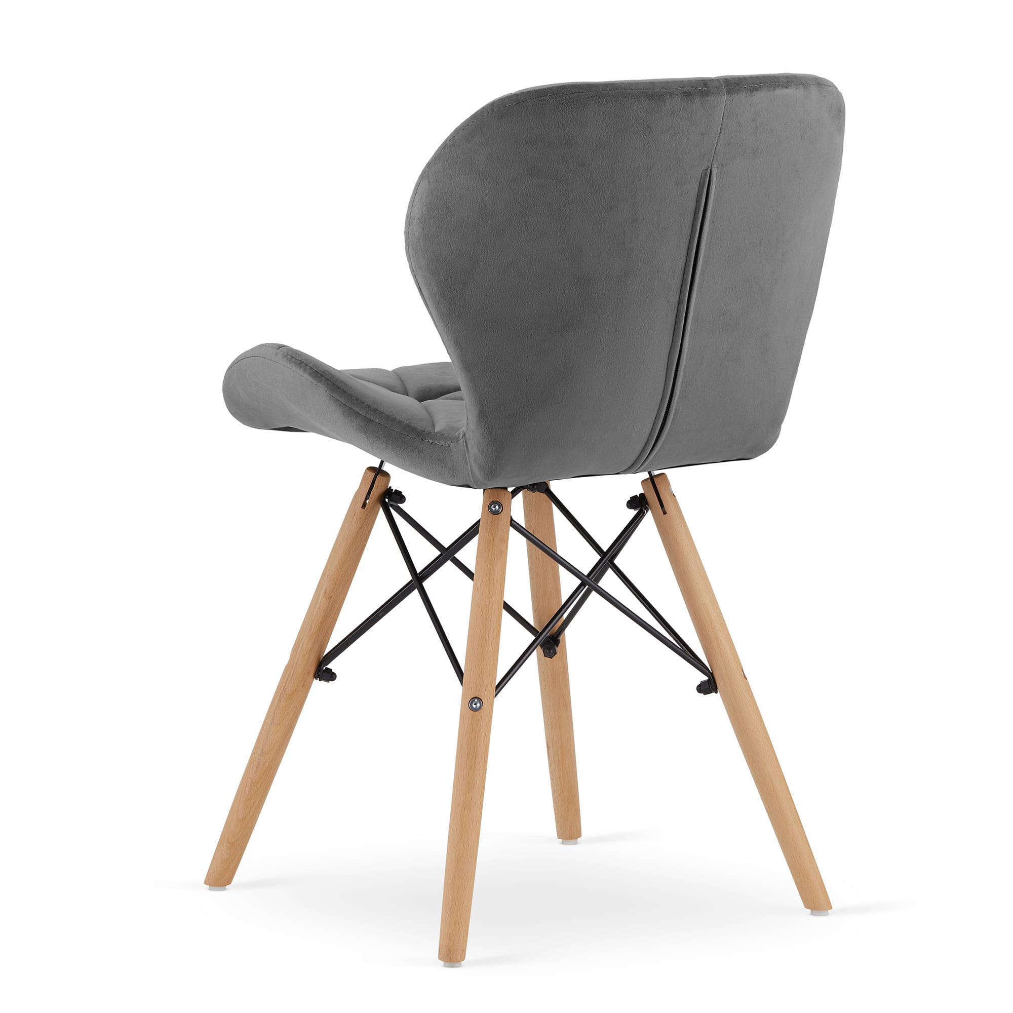 Valora WAKO Sedia in velluto grigio design moderno per soggiorno x2