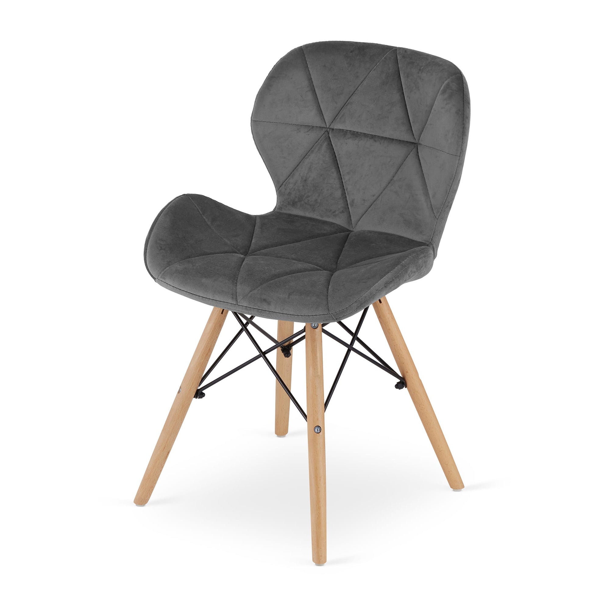 Valora WAKO Sedia in velluto grigio design moderno per soggiorno x2