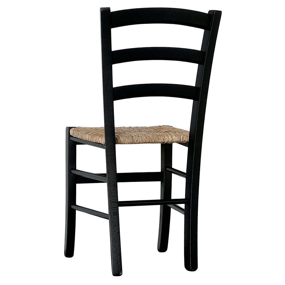Sedia da sala da pranzo legno venezia nero con seduta in paglia
