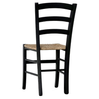 Sedia da sala da pranzo legno venezia nero con seduta in paglia