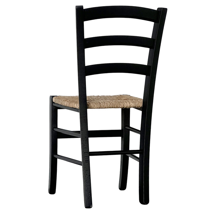 Sedia da sala da pranzo legno venezia nero con seduta in paglia