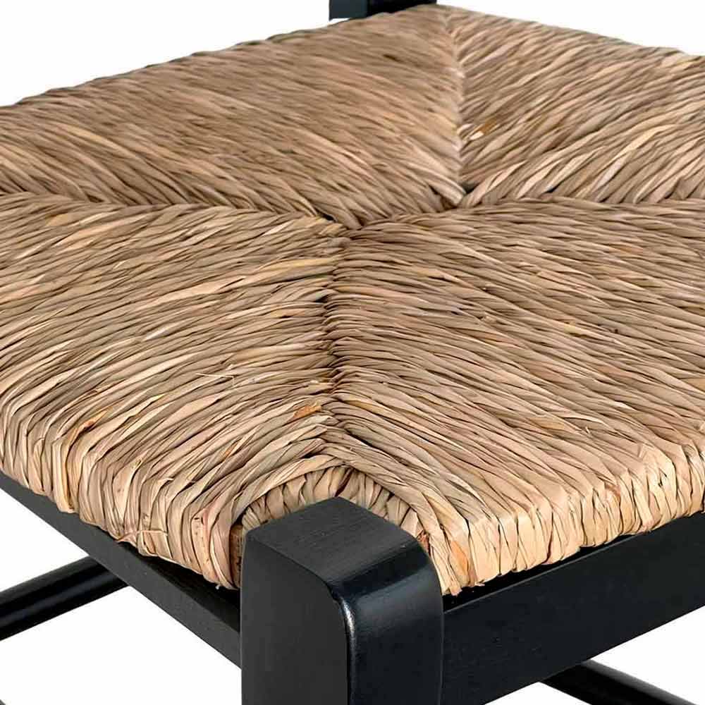 Sedia da sala da pranzo legno venezia nero con seduta in paglia