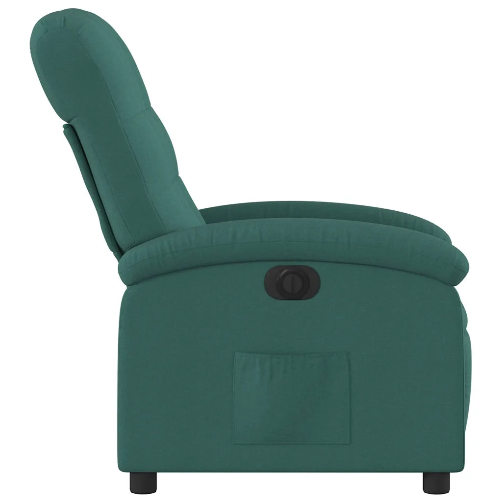 Poltrona | Sedia Relax Elettrica Reclinabile Verde Scuro in Tessuto