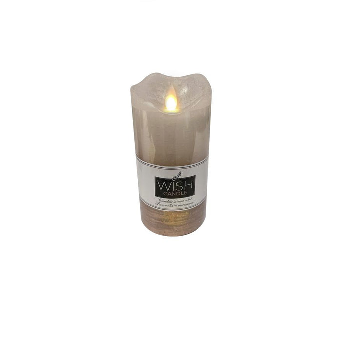 CANDELA CANDLE LED WISH H.15 X D.7,5 CM METALLIC EFFETTO FIAMMA REALE BRONZE