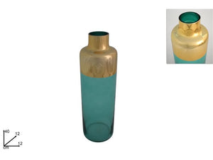 VASO VETRO 40CM VERDE/ORO