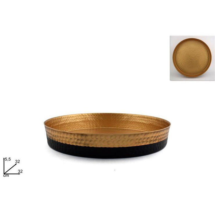 VASSOIO TONDO 32CM ACCIAIO E ORO/NERO